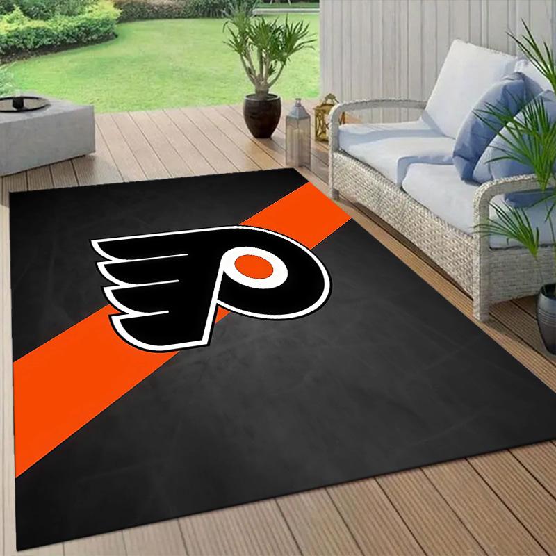 Philadelphia Flyers2 Flannel Pattern Square Carpet,Area Rug,Carpet Rug for Living Room Bedroom Sofa Playroom Decor,Non-slip Floor Mat