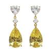 Huitan Temperament Yellow Pear Cubic Zirconia Drop Earrings Luxury Fashion Women Ear Accessories for Engagement Wedding Jewelry