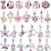 Оригинальные серебряные подвески 925 пробы Розовые Шармы Самолет Сердце Бабочка Цветок Бусины Подвески для DIY Браслета Ожерелья Украшения Подарок