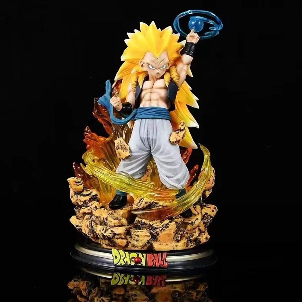 In Stock 22cm Drogan Boll Z Gotenks Figure Gotenks Sjj3 Pvc Action Figures Gk Statue With Light Base Collection Model Toys