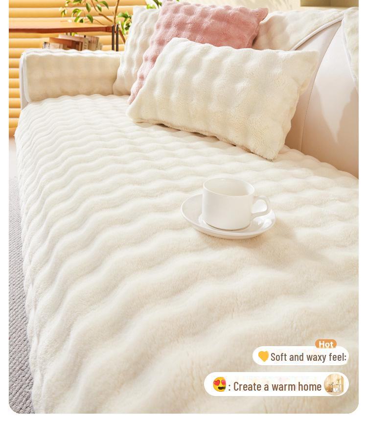 2024 Internet Celebrity Plush Sofa Cushion: Thick, Non-Slip Winter Sofa Cover with Backrest Seat Cover