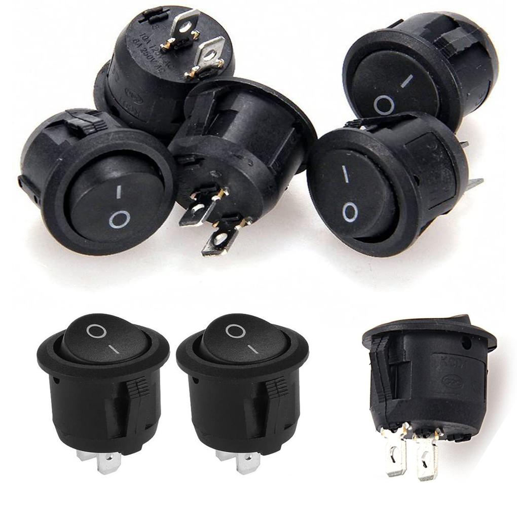 5 шт. круглый клавишный переключатель ВКЛ/ВЫКЛ со светодиодной подсветкой для приборной панели автомобиля, лодки, фургона, 12 А/250 В, 2-контактный переключатель для автомобильных переключателей для лодок