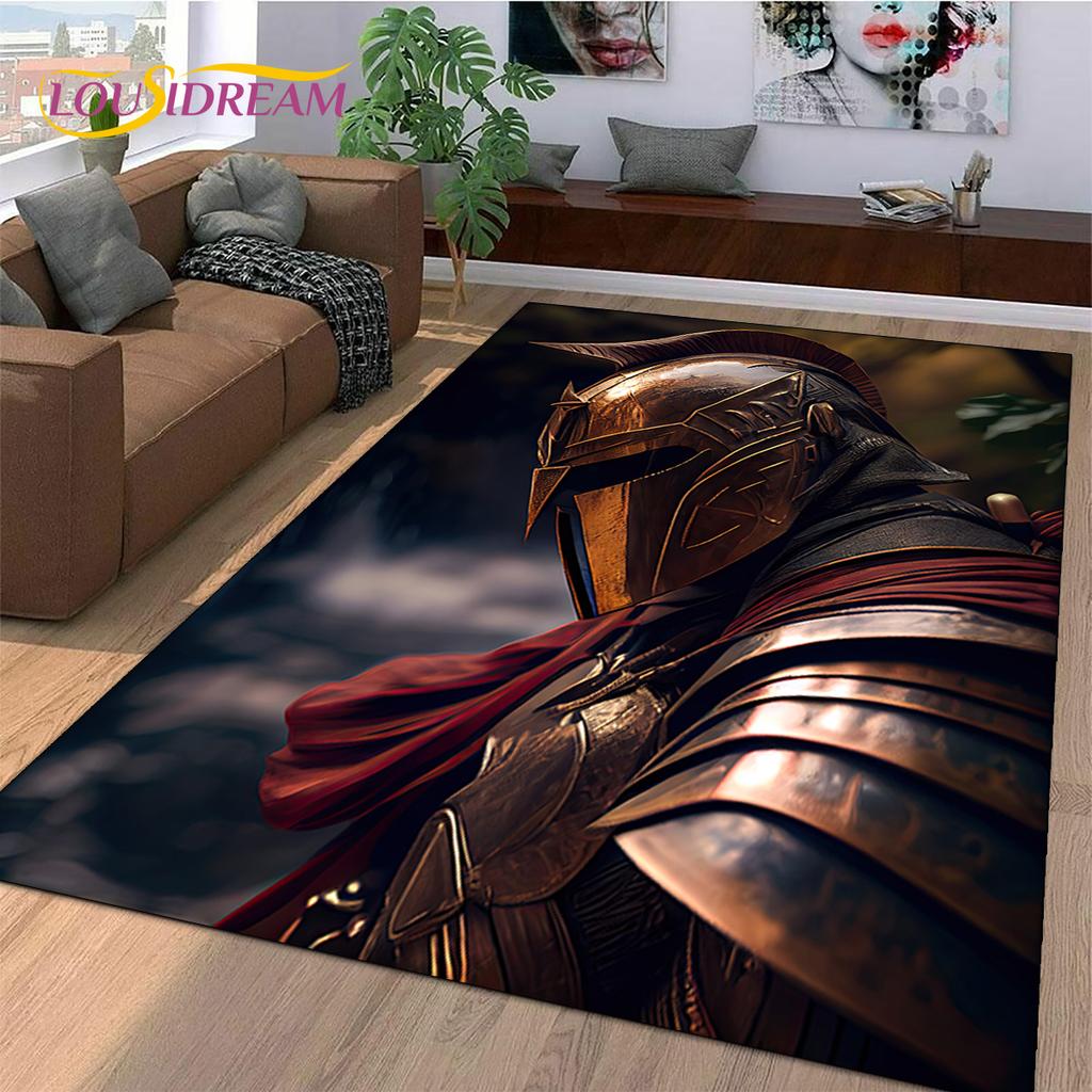 Knight Templar Cavalier Crusaders Cartoon Rug Carpet for Living Room Bedroom Decor,Non-slip Decoration for Sofa Doormat Gift Kid