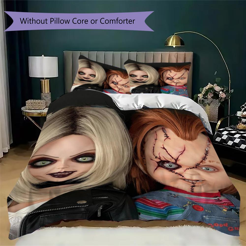 Chucky & Chica theme Pattern Bedding,Quilt Set Quilt Cover Pillowcase Home Birthday Gift (1*duvet cover+2*pillowcase,without core)XSJT0917042