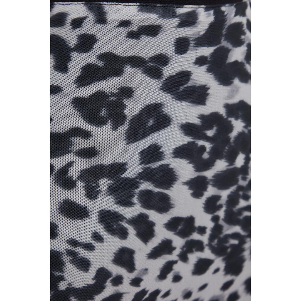 Black Waist Detailed Printed Stretchy Tulle Maxi Knitted Skirt Twoaw24et00124