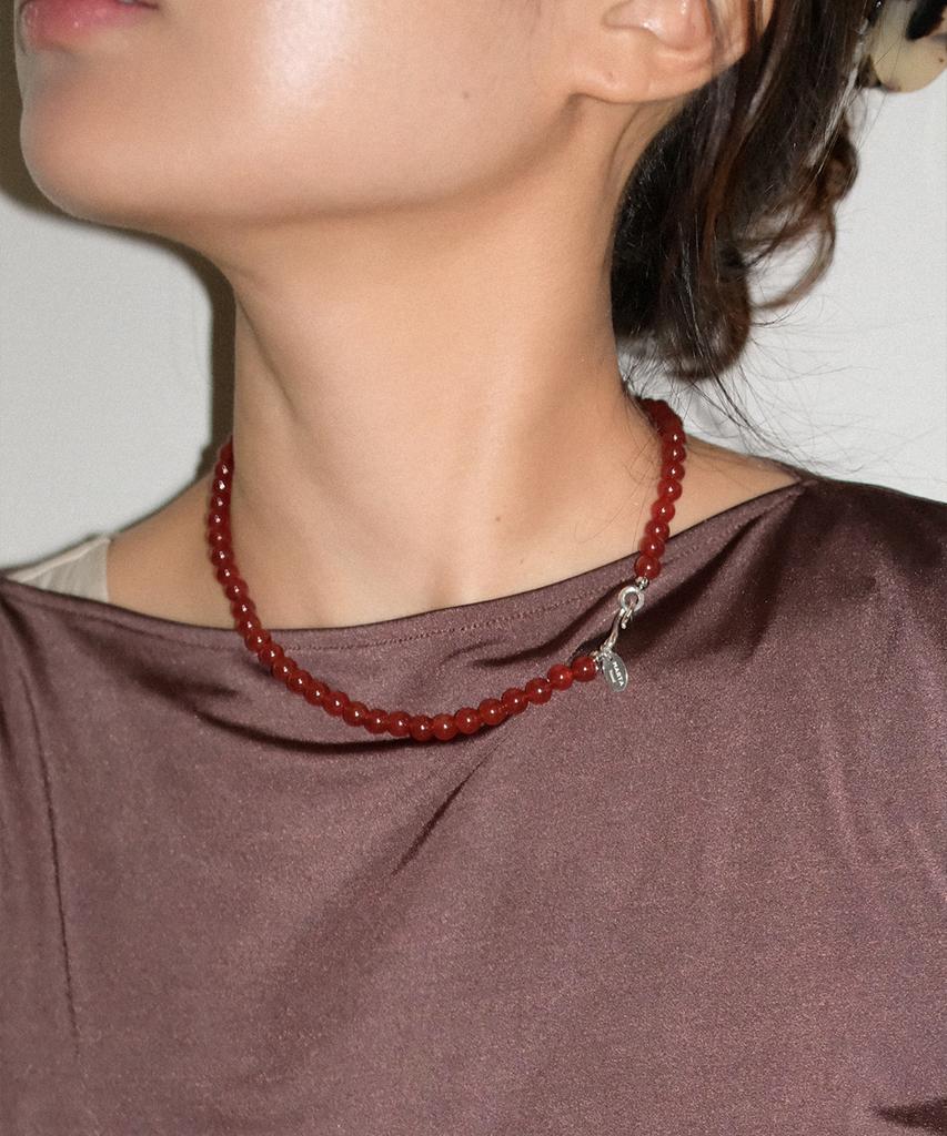 Марта 925 Серебро. Ожерелье из сердолика (6Mm)