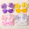 3Pcs/set Kids Cute Solid Dot Hairpin Colorful Heart Sun Glasses Set Girls Boutique Bowknot Hair Clips Children Hair Accessories