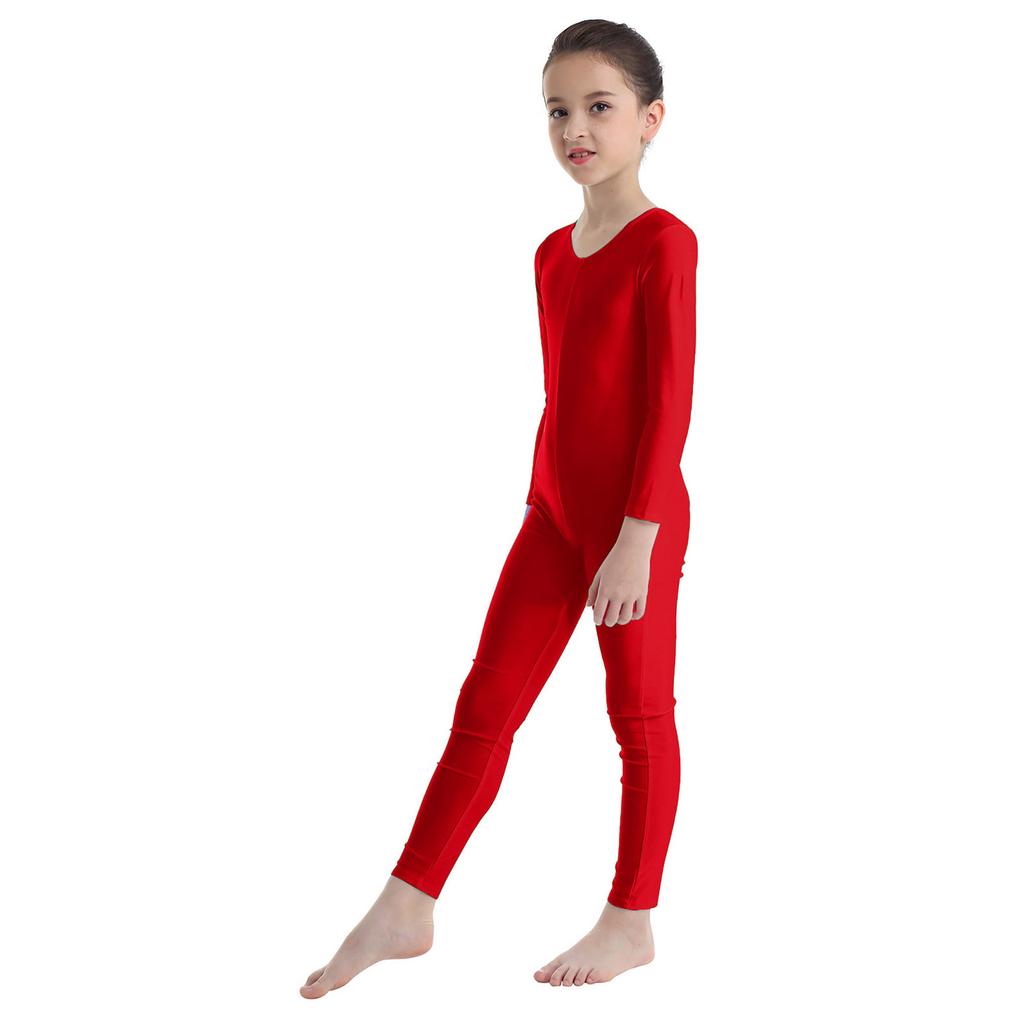 Children's Ballet Gymnastics Leotard Dance Costume Girls Long Sleeves Jumpsuit Bodysuit Dancewear Kids Full Body Unitard