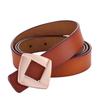 Genuine Leather Womens Retro Gold Buckle Belt With Hollow Design For Casual Fashion