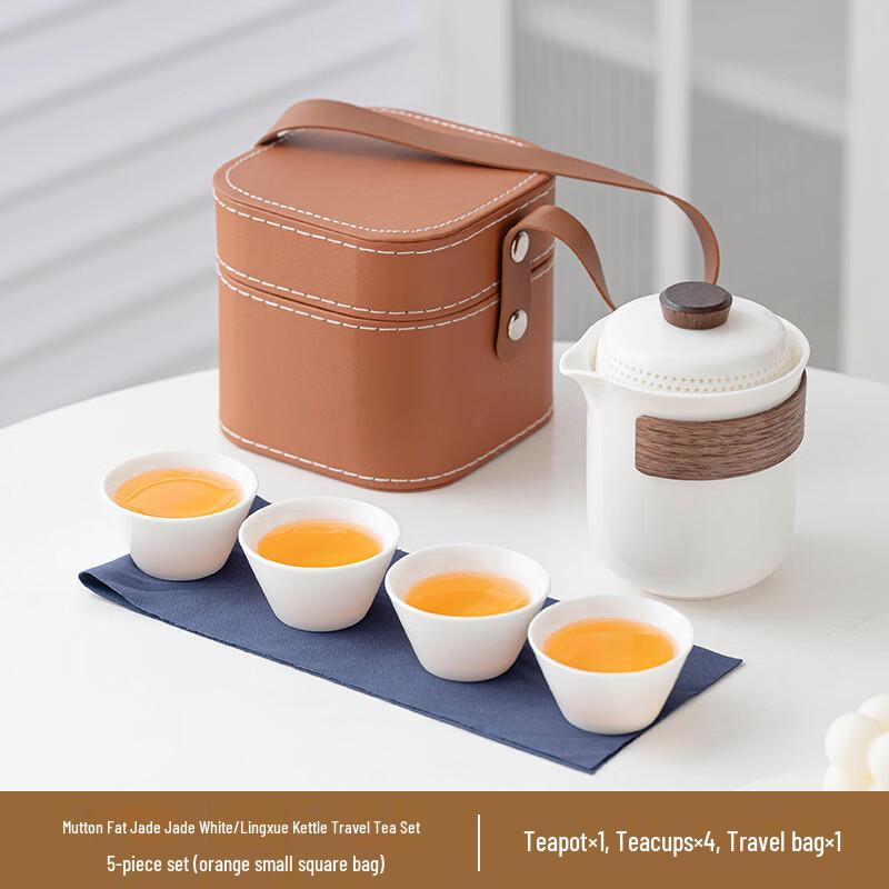 Mutton-Fat Jade Porcelain Travel Tea Set