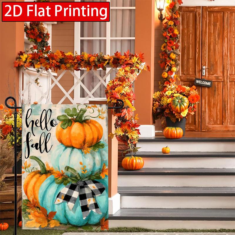 2D Flat, 2D Flat Thanksgiving Autumn Sunflowers Pumpkin Welcome Garden Flag_3 (1)- Outdoor Garden Flag Double-sided Home Decoration Courtyard Decorati