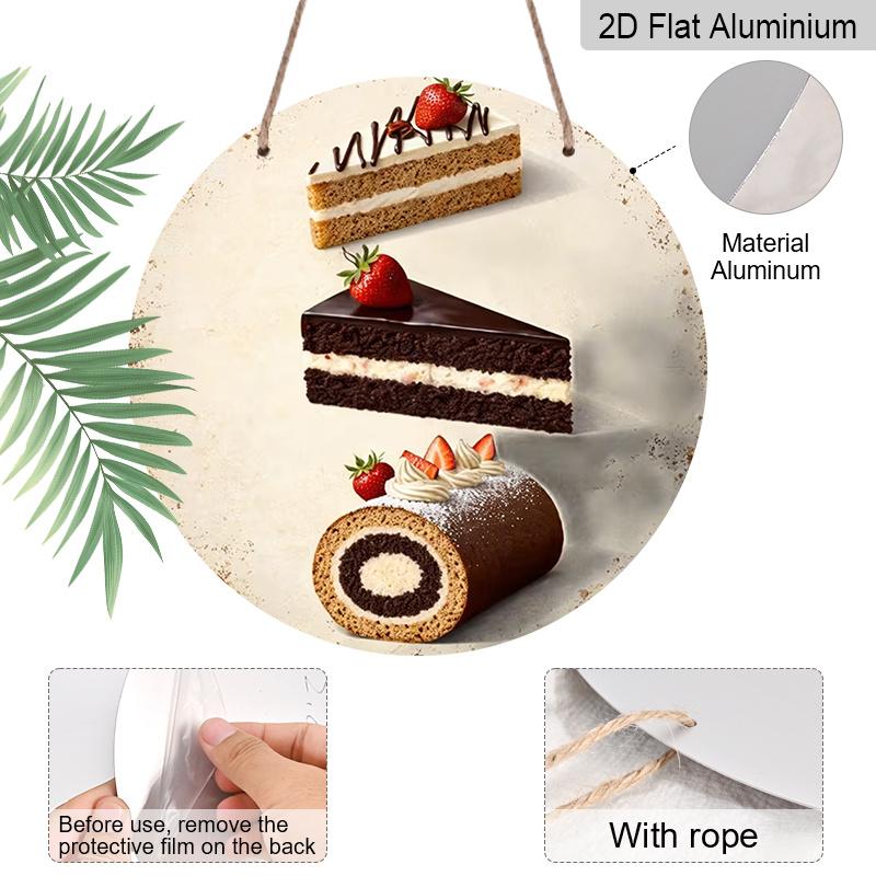 2D Flat Aluminum 7.87 Inches X 7.87 Inches Vintage Dessert-Style Wall Art Perfect for Cafes, Living Rooms, Kitchens, Bars, Weddings, Entryways, and