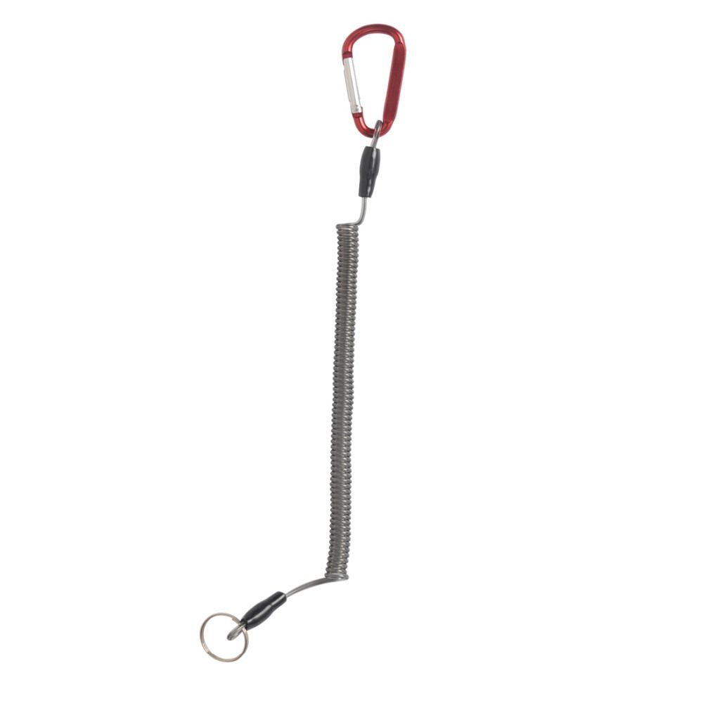 Outdoor Elastic Climbing Steel Wire Anti-lost Spring Rope Carabiner Lanyard Fishing String
