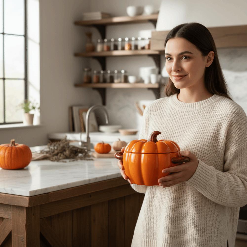 with Lid Halloween Pumpkin Bowl Ceramic Dessert Bowl Creative Pumpkin Casserole  Noodle