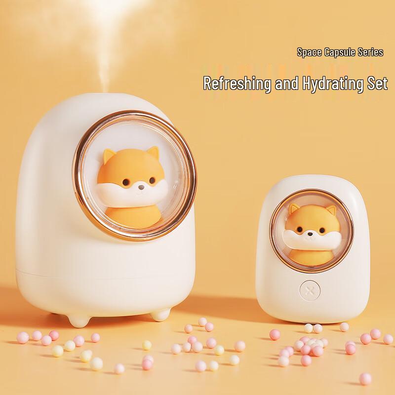 Space Capsule Pet Neck Fan with Humidifier Set