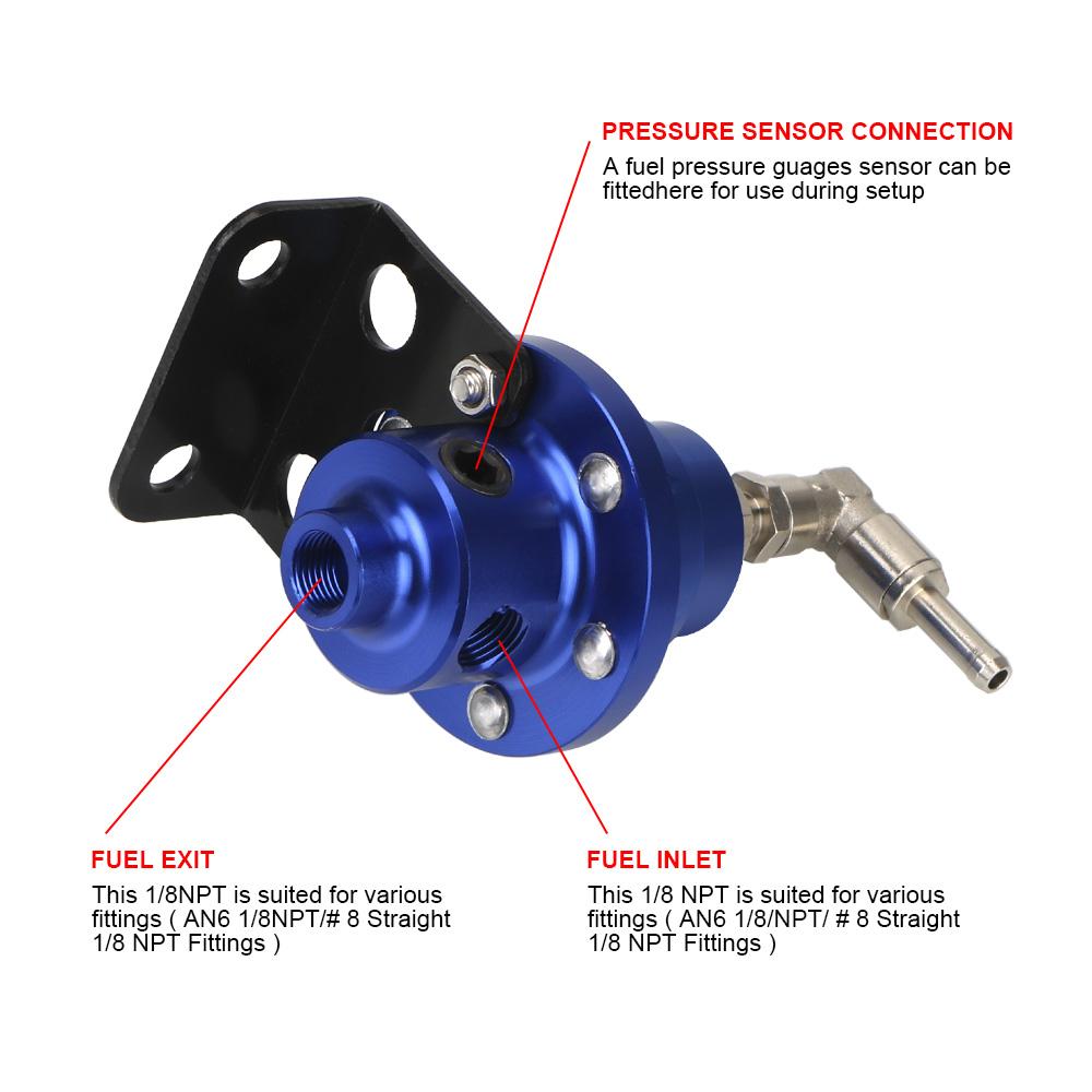 Universal Aluminum Vehicle Refitting fuel Supercharger Adjustable Fuel Pressure Regulator with Gauge Kit car Pressure Regulators 5