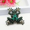 Retro Brooch Green Imitation Crystal Sparkling Diamond Animal Chest Flower