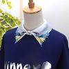 Women Shirt Fake Collar Tie Fashion Heavy Bird Embroidery Crystal Sewing Detacha