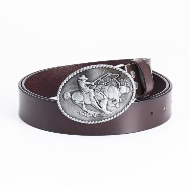 Ремень Western Denim Fashion Casual для мужчин, цельный двухслойный ремень из коровьей кожи, популярный ремень
