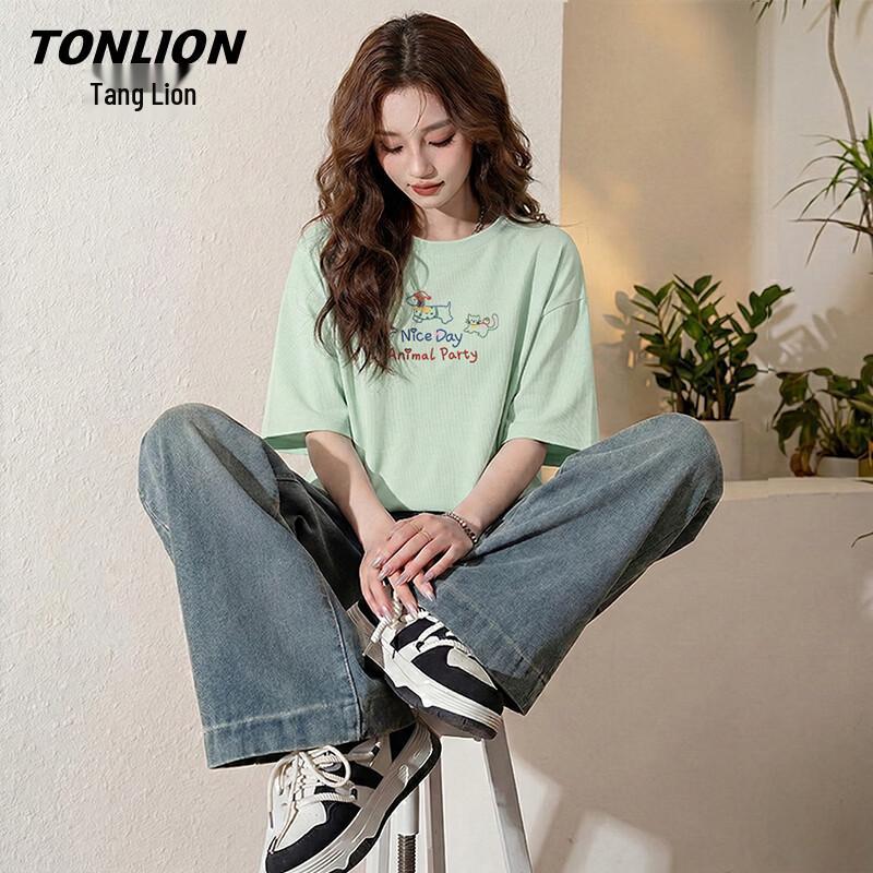 Женская футболка TonLion с мультяшным принтом, с коротким рукавом