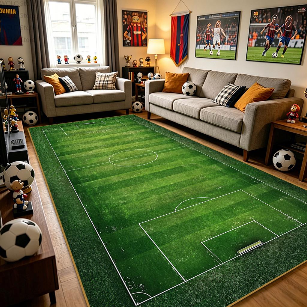 Soccer Field Long Runner Rugs Fluffy Soft Large Area Living Room Decoration Carpet Sports Theme Bedroom Screening Room Floor Mat