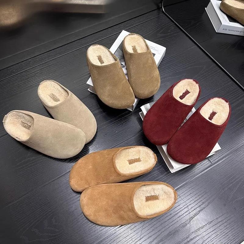 Fashion Lazy Man Wrapped Head Half Slipper 2024 Woman Wearing A Hundred Thick Sole Lazy Fluffy Slipper Woman