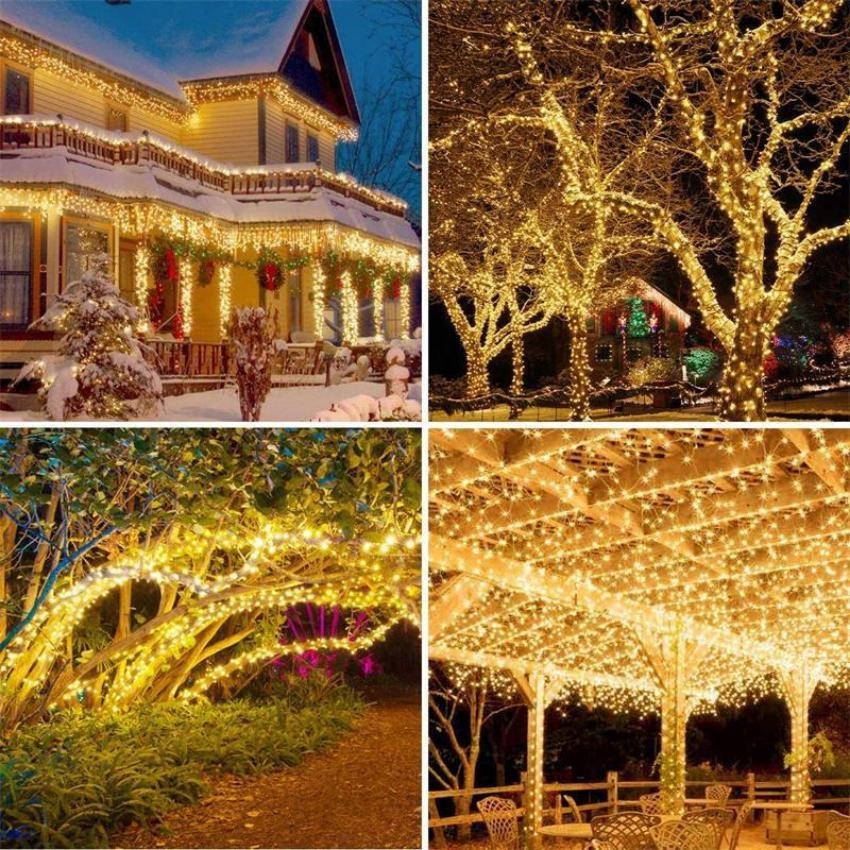 8-function Solar Led Copper Light String Outdoor Waterproof Courtyard Christmas Day Decorative Light String