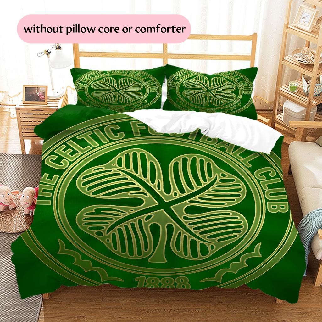Celtic FC badge Pattern Bedding Home Decoration Birthday Gift (1 * duvet cover + 2 * pillowcase, without core)