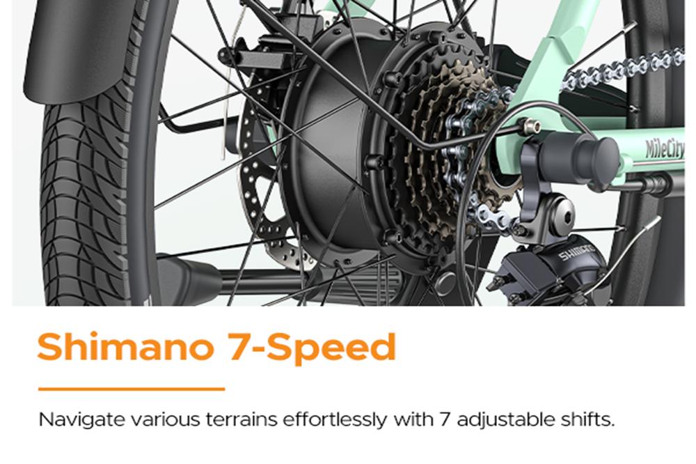 HillMiles MileCity1 Электрический городской велосипед: Мотор 250 Вт, Аккумулятор 36 В 13 Ач, Запас хода на PAS 100 км, Shimano 7 скоростей для городских поездок