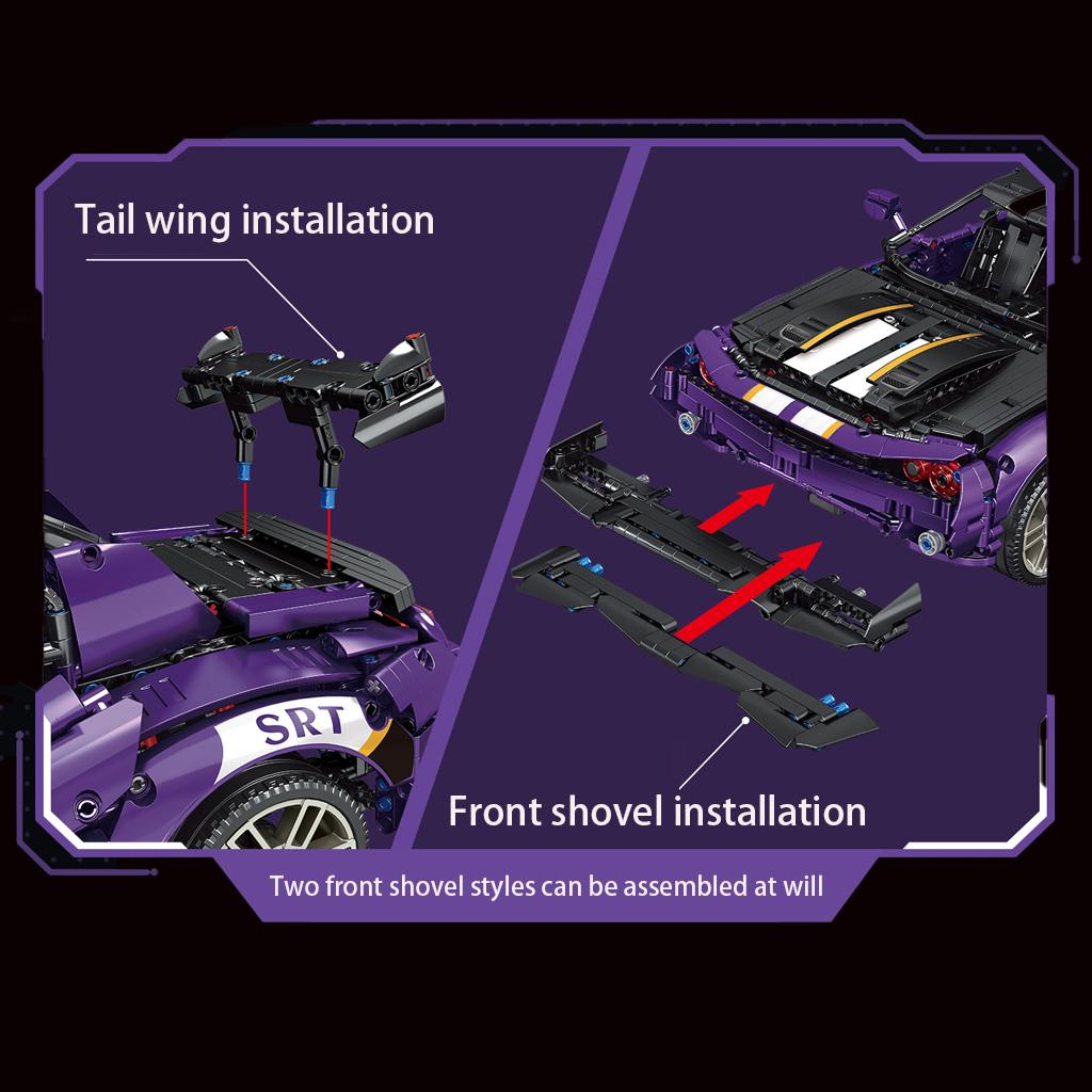 Gath Blocks, Building Block Car, 1:10 Scale Dodge Challenger, Static Version, Gift for Friends, Educational Toy