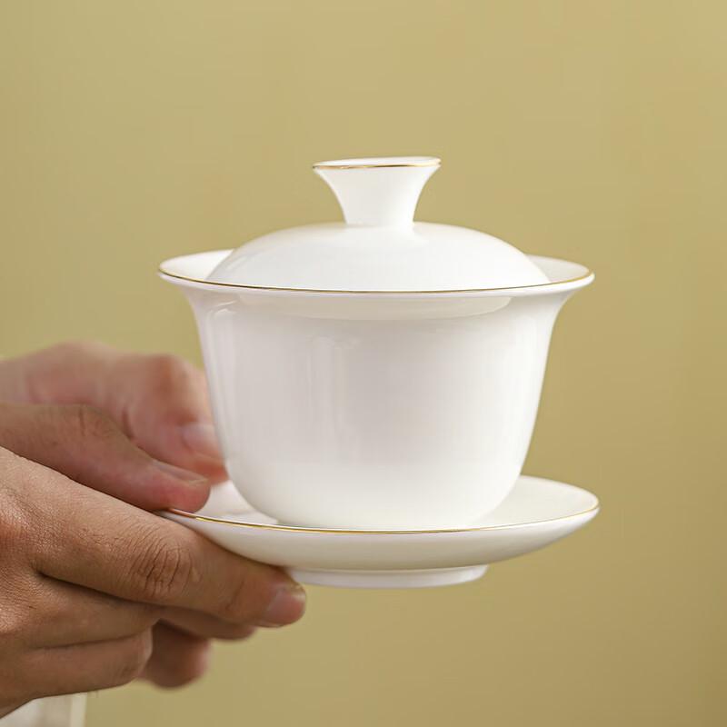 Jun XVII SW Gold-Rimmed White Porcelain Gongfu Tea Gift Set