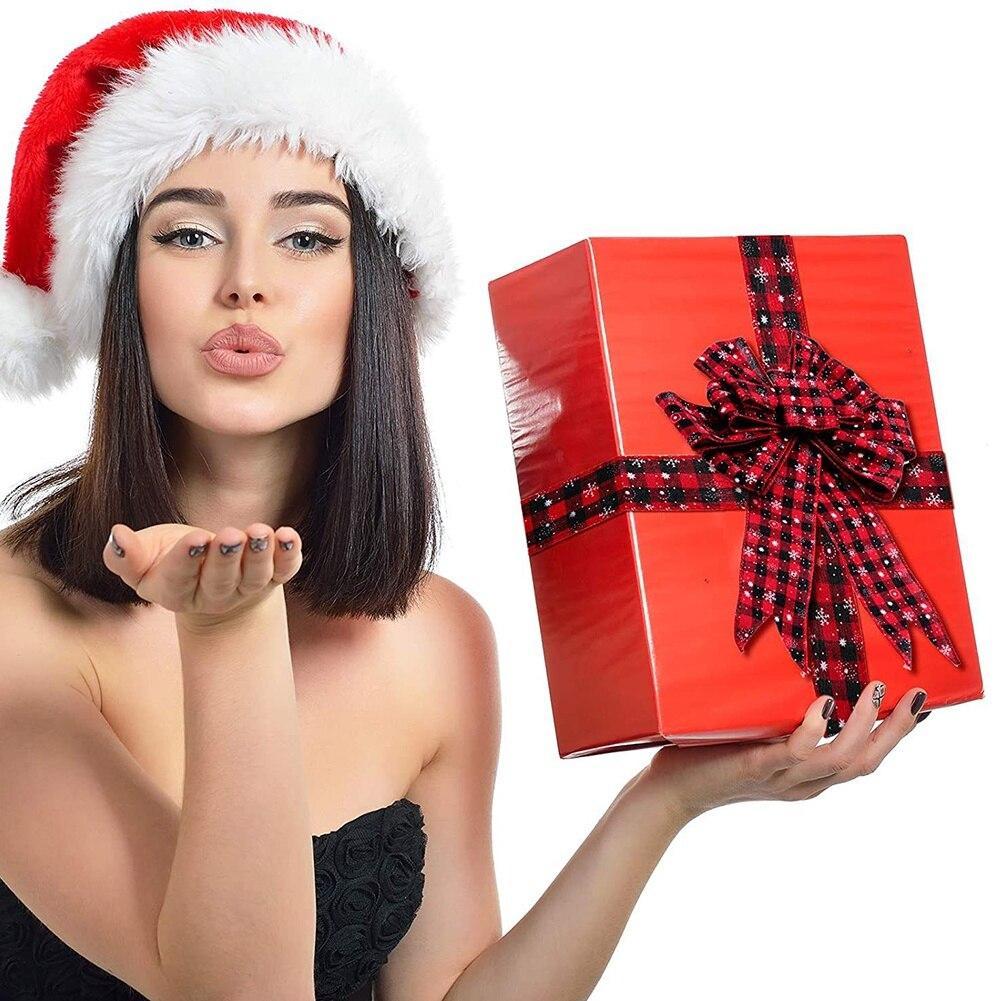 Рождественская красная и черная клетчатая тесьма со снежинками, используемая для завязывания банта, не выцветающая, прочная, без запаха