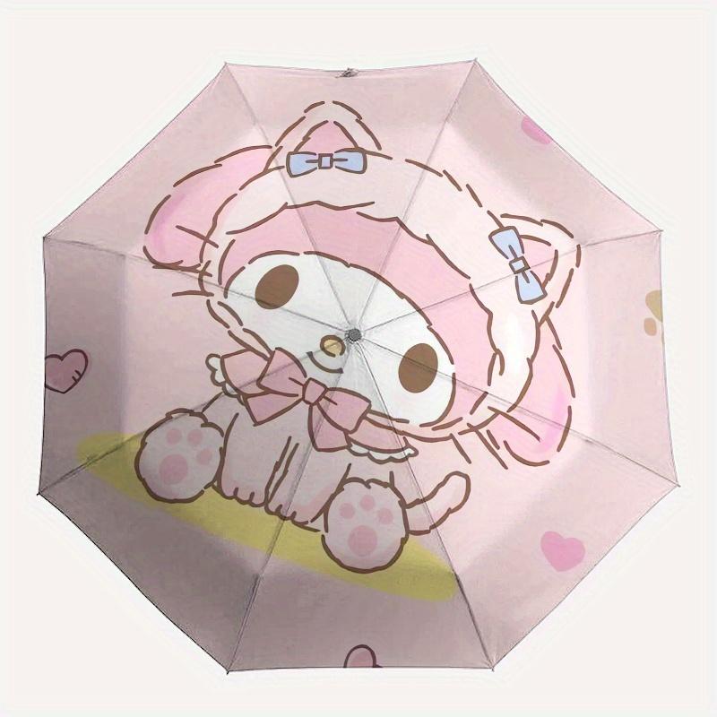Kawaii, My Melody Automatic Opening and Closing Parasol Compact Travel umbrella with 8 Ribs for Women and Men Ideal Birthday/Christmas Gift,