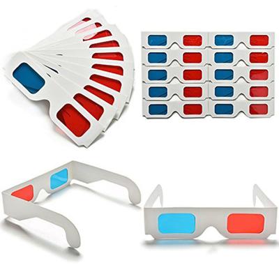 4шт 3D картонные очки красные и голубые анаглифные белые очки для 3D-просмотра