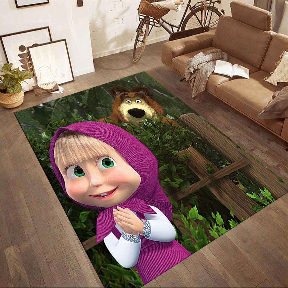 Masha Bear Area Rug Perfect for Game Room Entryway Dining Room Outdoor Antislip Carpet Decorate Offices Gift for Festivals