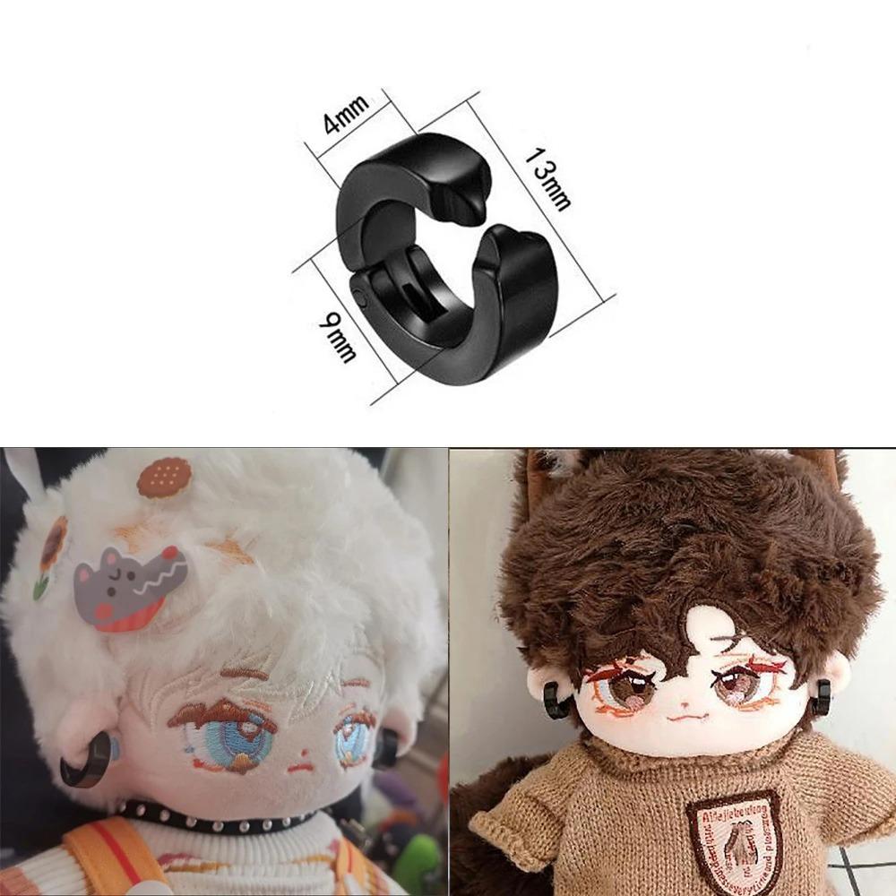 Hexagram Doll Stud Earrings Chain Black Plush Doll Earring Cotton Doll Accessories