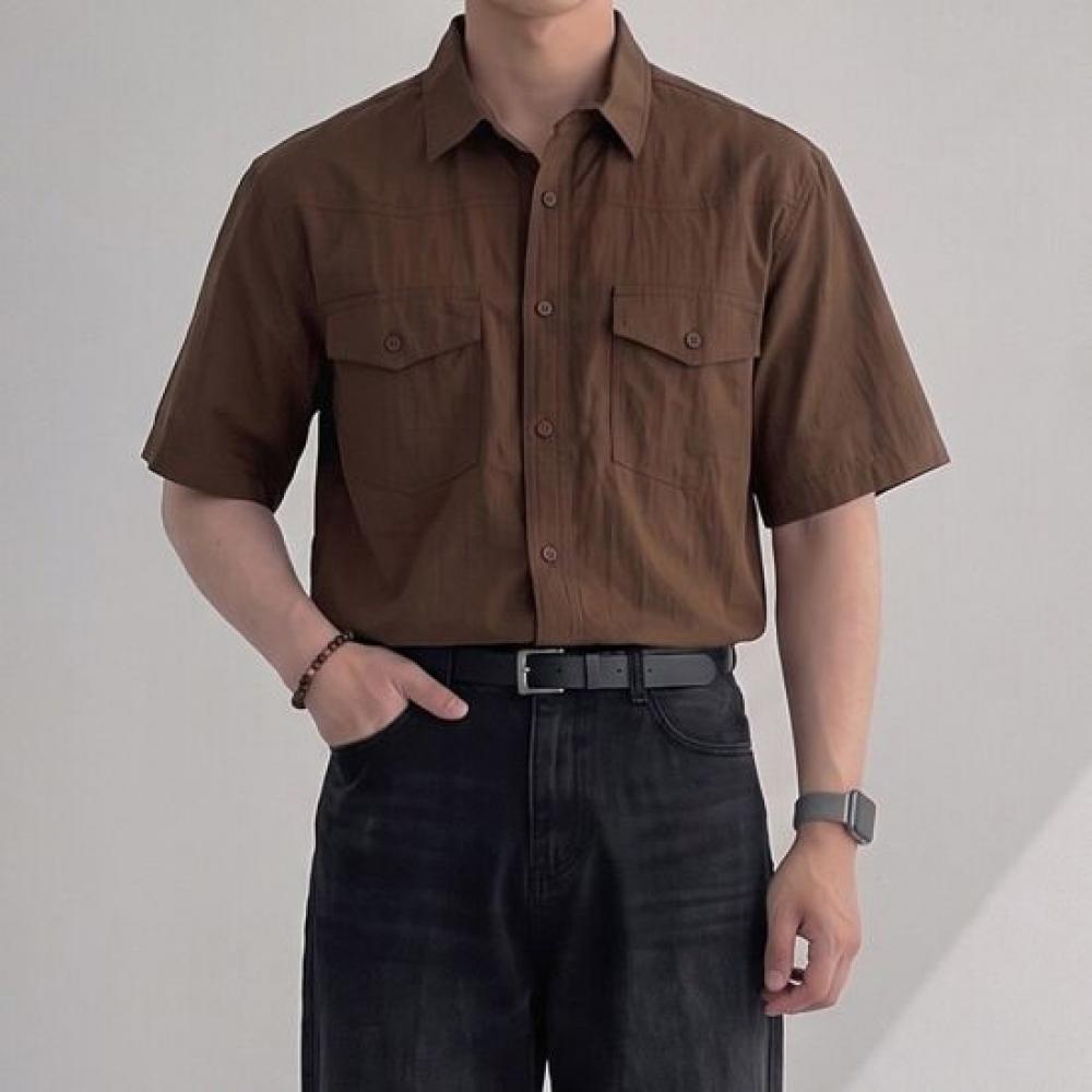 Onl Men Short Sleeve Western Nylon Shirt