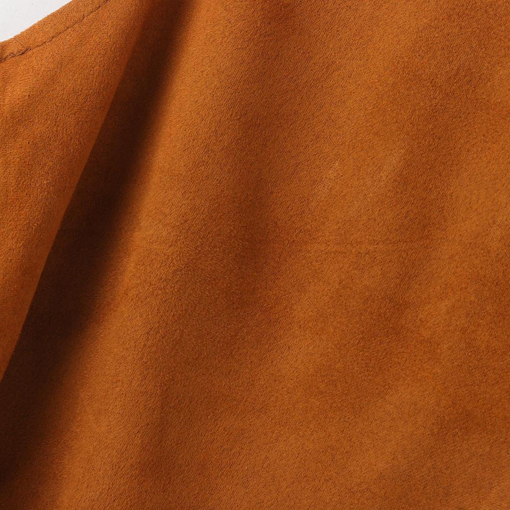 Women's Fashion Suede Buttonless Mid-Length Vest Solid Colour Vest Jacket