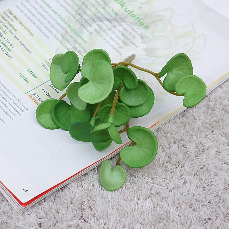 5Pcs Artificial Copper Coin Grass Artificial Plants Fake Green Plant for Home Party Office Table Decor Desktop Plants Bonsai