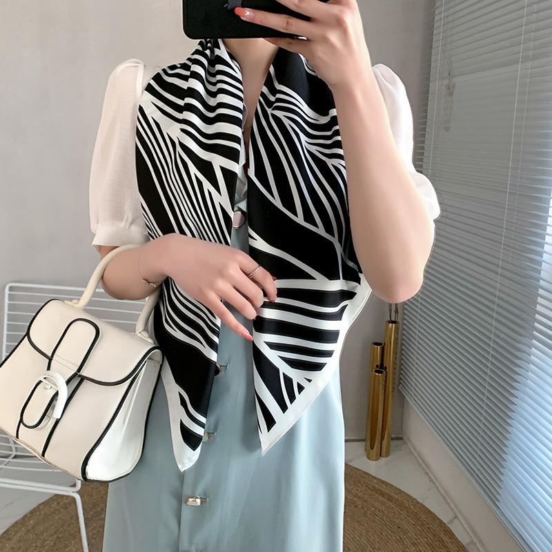 New Square Scarf Emulated Silk Scarf Fashionable Professional Scarf Versatile Light Thin Breathable Twill Scarf Shawl