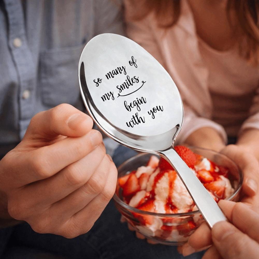 Engraved Design Key of Love Spoon Personalized Text Love Letter Spoon Romantic Gift