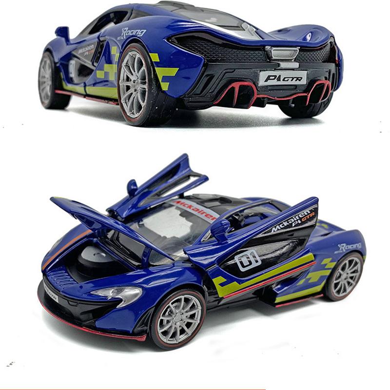 Масштаб 1/32 P1 GTR, литая под давлением модель автомобиля, игрушечный автомобиль с откатным механизмом, звуком и светом для детей, коллекция подарков для мальчиков и девочек