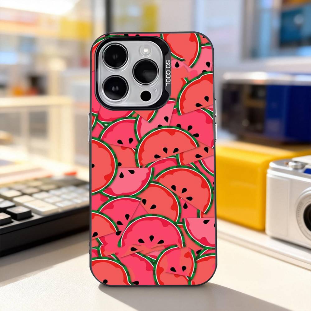 Милый чехол для телефона с арбузом для iPhone 17,16,15,14,13,12,11,Pro,XS,Max,Plus,Mini,SE4,E IMD Матовый черный