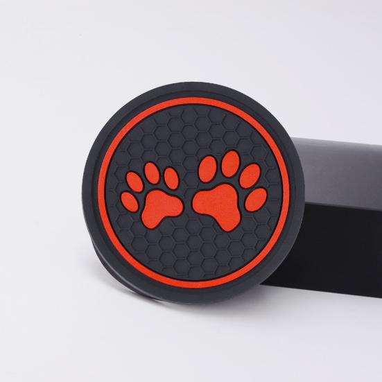 Автомобильная круглая бутылка для воды, силиконовая подставка для чашек с принтом собачьей лапы, противоскользящий устойчивый к слуху силиконовый коврик для чашки, аксессуары для салона автомобиля