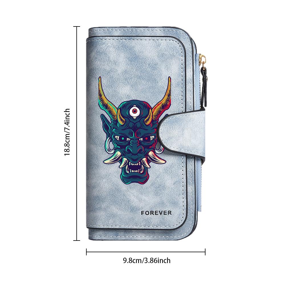Oni Pattern Long Wallet Large Capacity Card Holder Pocket Purse