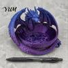 Cool Table Ornament 3D Printed Dragon Storage Tray for Jewelry Keys, Decorative Desktop Organizer with Gothic Key Bowl Detailed Fantasy Scales