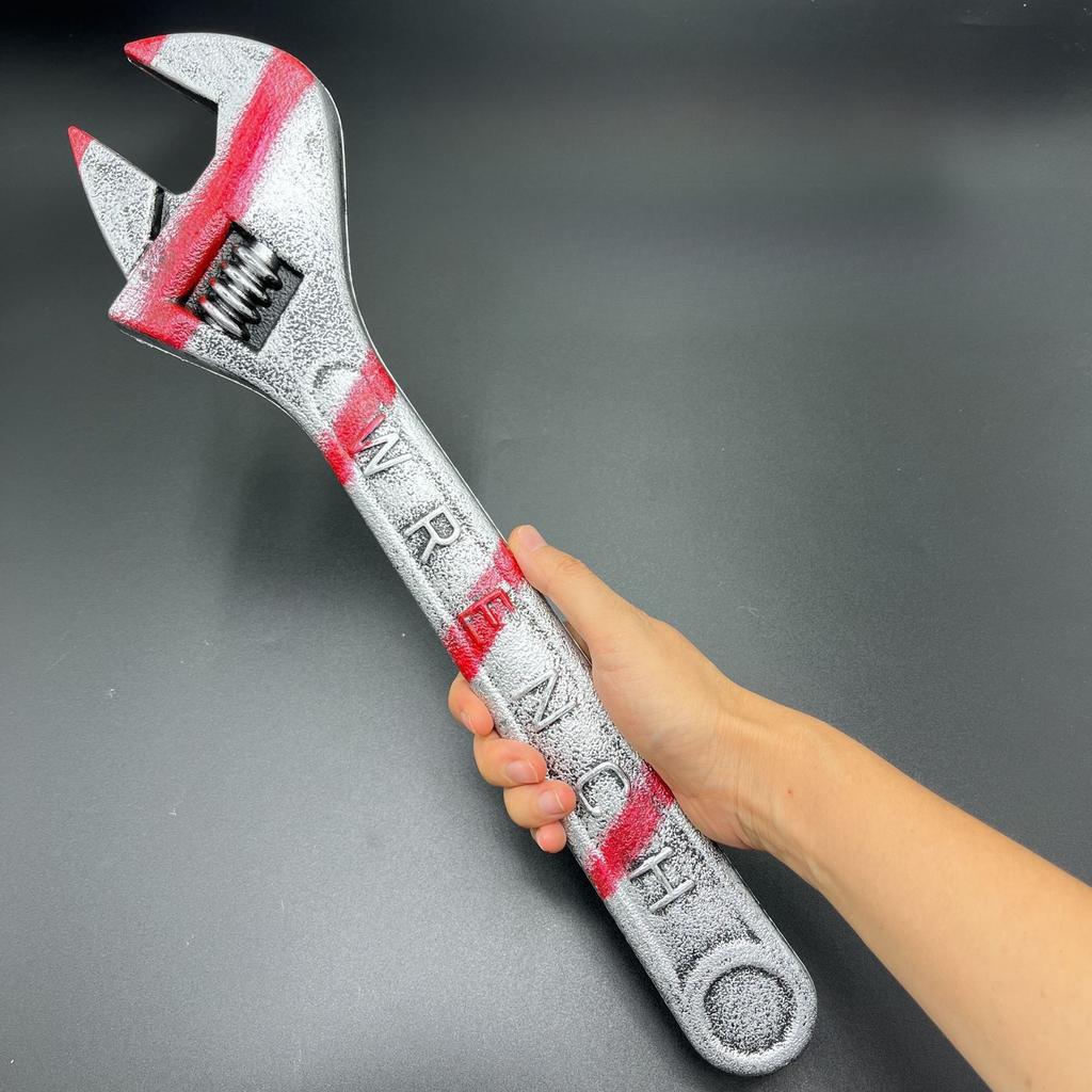 Halloween Fake Wrench Pipe Clamp Plastic Prop Weapon Bloody Mechanics Tool Cosplay Toy