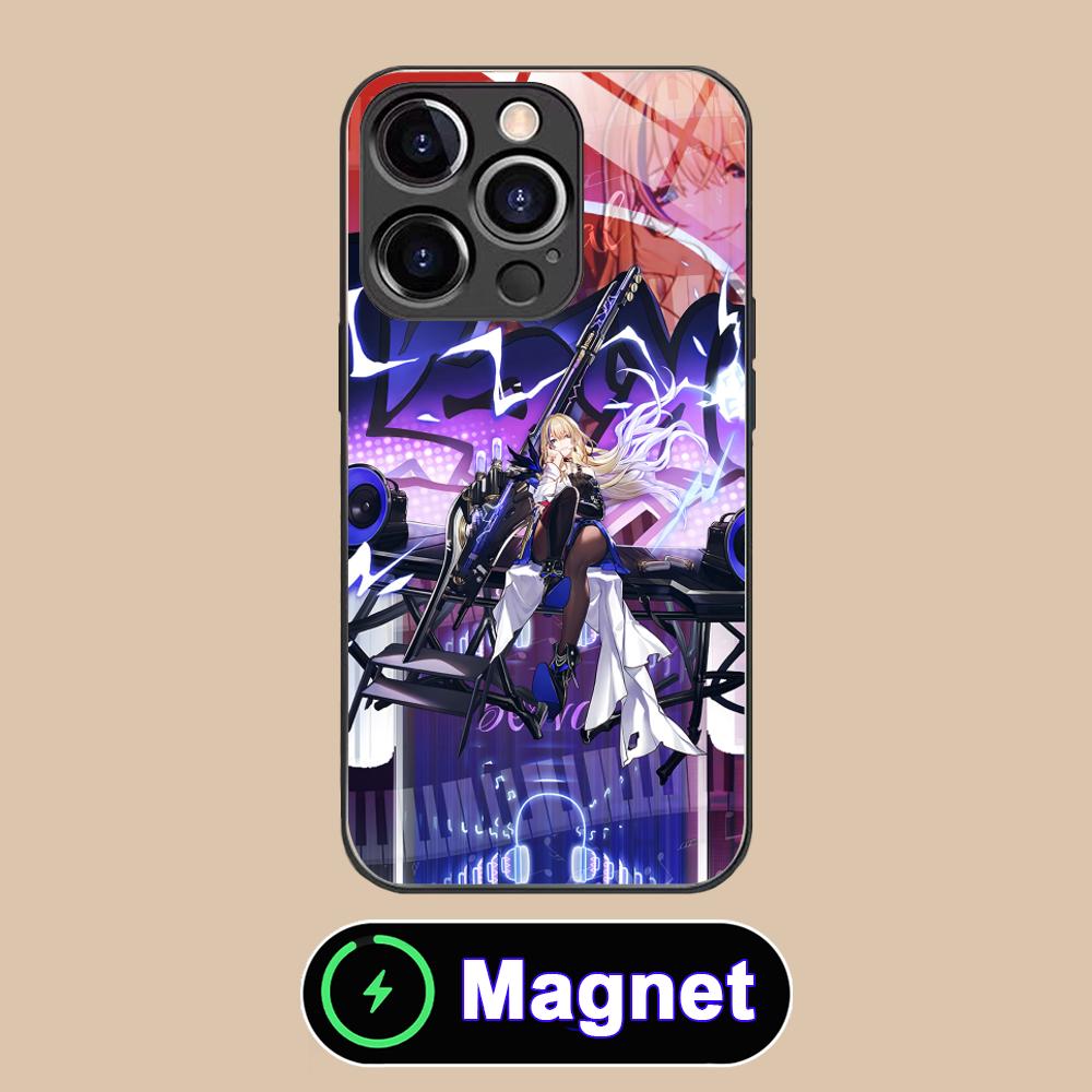 HSR Serval Стеклянный чехол MagSafe для мобильного телефона iPhone 17 16 15 14 13 12 11 Air Pro Max Plus Mini Цветной чехол