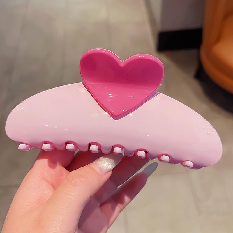 Новые розовые заколки-крабы для волос в форме сердца большого размера для женщин и девочек, милые аксессуары для волос, заколка-краб в форме прямоугольника