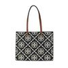 Женская сумка-тоут с тисненым узором T Monogram Signature из кожи Черно-белая 165081-001